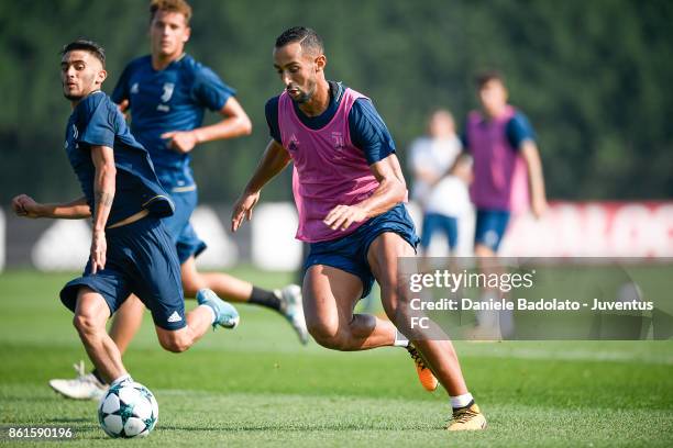 Medhi Benatia during a Juventus traininig session at Juventus Center Vinovo on October 15, 2017 in Vinovo, Italy.