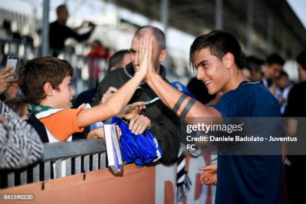 Paulo Dybala during a Juventus traininig session at Juventus Center Vinovo on October 15, 2017 in Vinovo, Italy.