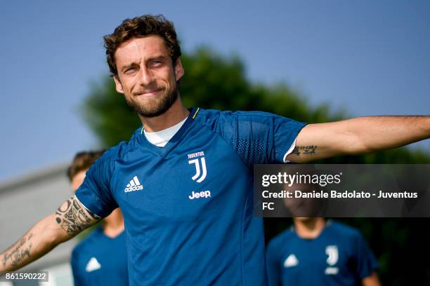 Claudio Marchisio during a Juventus traininig session at Juventus Center Vinovo on October 15, 2017 in Vinovo, Italy.