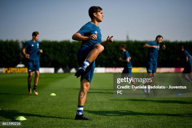 Paulo Dybala during a Juventus traininig session at Juventus Center Vinovo on October 15, 2017 in Vinovo, Italy.