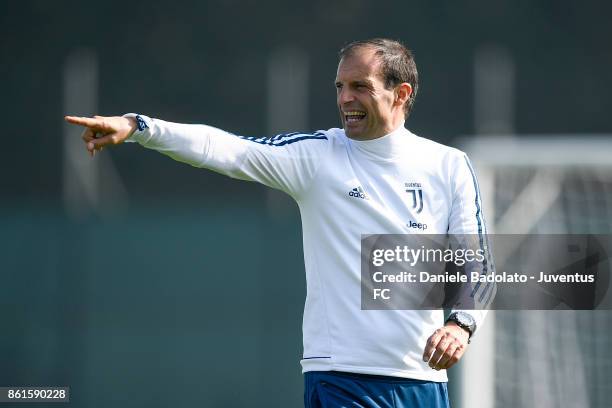 Massimiliano Allegri during a Juventus traininig session at Juventus Center Vinovo on October 15, 2017 in Vinovo, Italy.