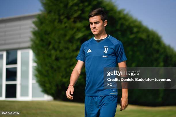 Paulo Dybala during a Juventus traininig session at Juventus Center Vinovo on October 15, 2017 in Vinovo, Italy.