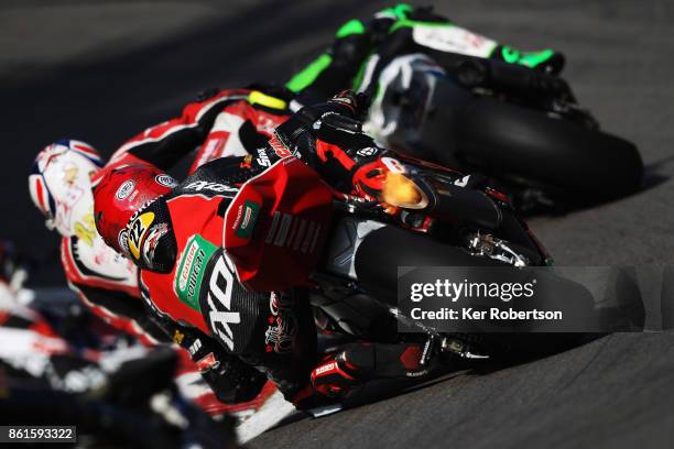 Jason O'Halloran of Honda Racing rides during race two of the British Superbike Championship finale at Brands Hatch on October 15, 2017 in Longfield,...