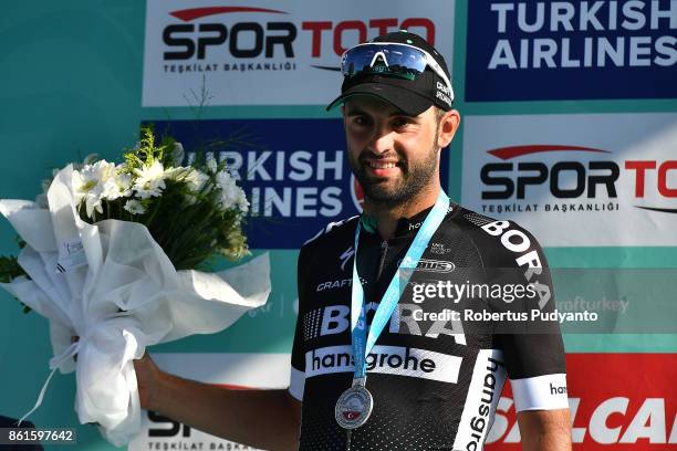 Matteo Pelucchi of BORA Hansgrohe Germany celebrates on the podium after taking runner-up position during Stage 6 of the 53rd Presidential Cycling...