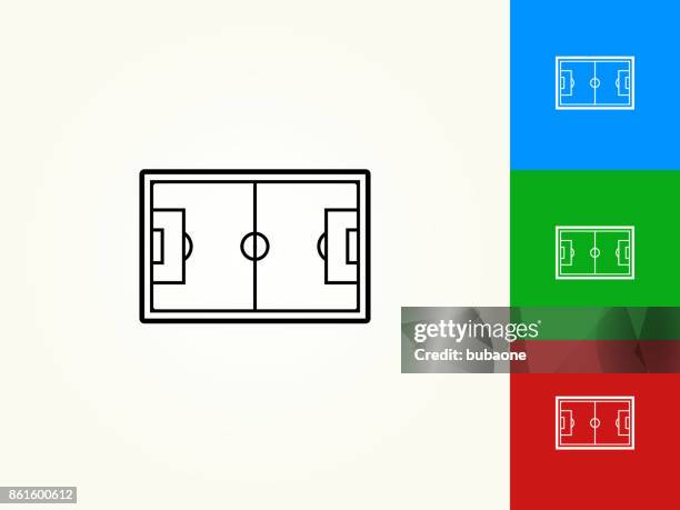 soccer field black stroke linear icon - soccer field outline stock illustrations