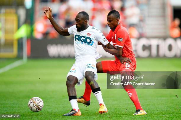 Kortrijk's Kage Herve and Standard's Uche Agbo vie during the Jupiler Pro League football match between Standard de Liege and KV Kortrijk, in Liege,...