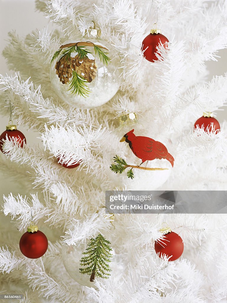 Artificial white Christmas tree