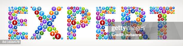 expert active lifestyle wellness vector buttons. - sage white background stock illustrations