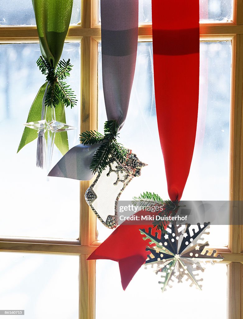 Hanging winter window ornaments