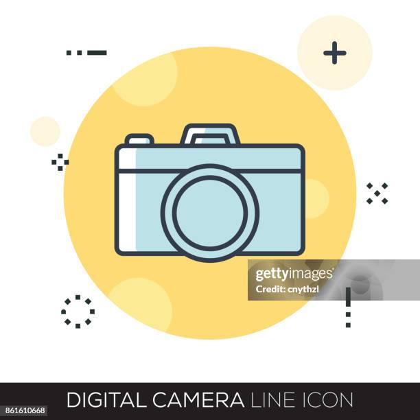 digital camera line icon - photographer computer stock illustrations