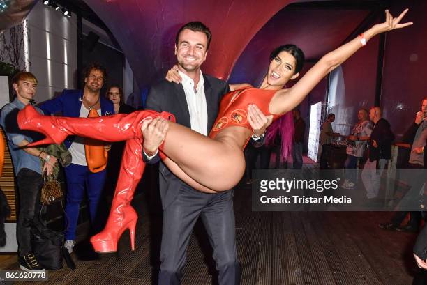 Micaela Schaefer and her boyfriend Felix Steiner during the netstars.tv party at Spindler & Klatt on October 15, 2017 in Berlin, Germany.