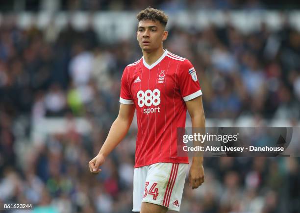 Tyler Walker of Nottingham Forest during the Sky Bet Championship match between Derby County and Nottingham Forest at iPro Stadium on October 15,...