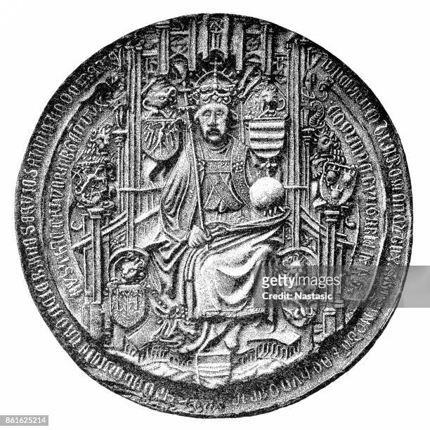 ilustraciones, imágenes clip art, dibujos animados e iconos de stock de alberto ii de sello de alemania (1397-1439) - prince albrecht