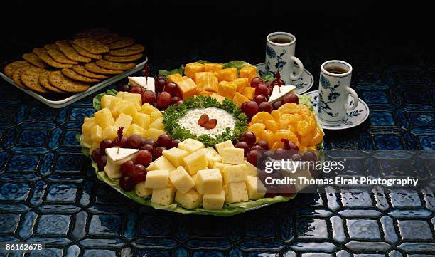 fruit and cheese tray - firak stock pictures, royalty-free photos & images