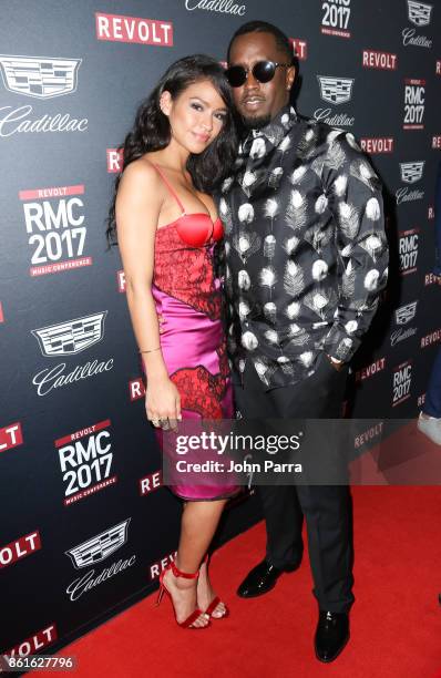 Cassie Ventura and Sean 'Diddy' Combs attend REVOLT Music Conference - Gala Dinner & Award Presentation at Eden Roc Hotel on October 14, 2017 in...