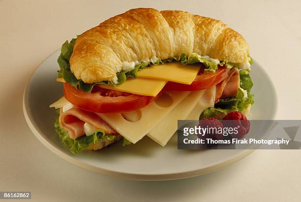 ham and cheese croissant sandwich -  firak stock pictures, royalty-free photos & images