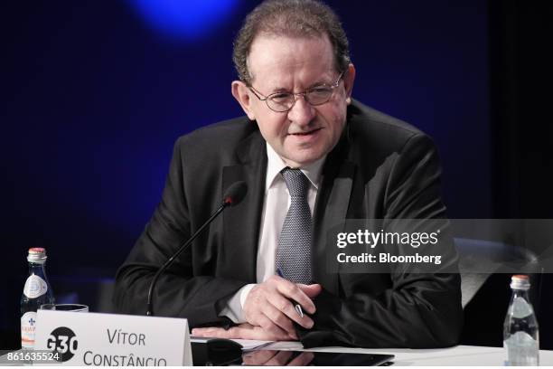 Vitor Constancio, vice president of the European Central Bank , speaks during the Group of Thirty International Banking Seminar in Washington, D.C.,...