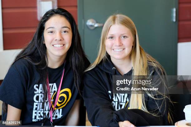 Festival volunteers pose for picture during the Santa Cruz Film Festival at Tannery Arts Center on October 14, 2017 in Santa Cruz, California.