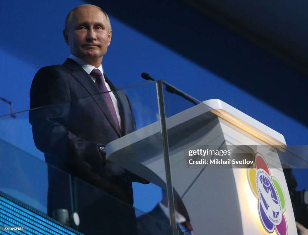 Russian President Vladimir Putin opens the World Youth Festival in Sochi