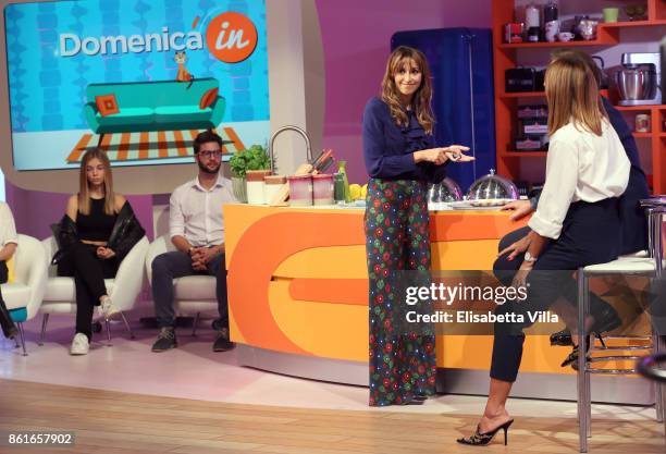 Cristina Parodi and Benedetta Parodi attend Domenica In TV Show on October 15, 2017 in Rome, Italy.