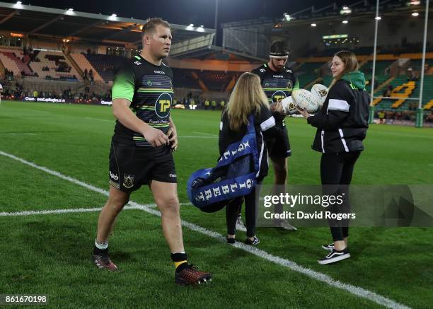 Dylan Hartley, the Northampton captain walks off the field after their 13-57 defeat during the European Rugby Champions Cup match between Northampton...