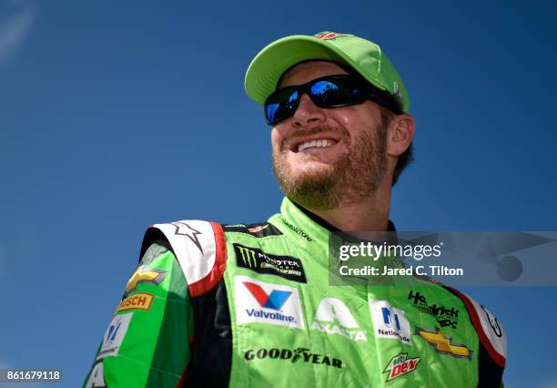 Dale Earnhardt Jr., driver of the Mountain Dew Chevrolet, prepares to drive during the Monster Energy NASCAR Cup Series Alabama 500 at Talladega...