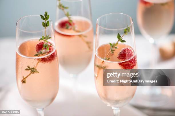 rose champagne cocktails - champagne brunch stock pictures, royalty-free photos & images