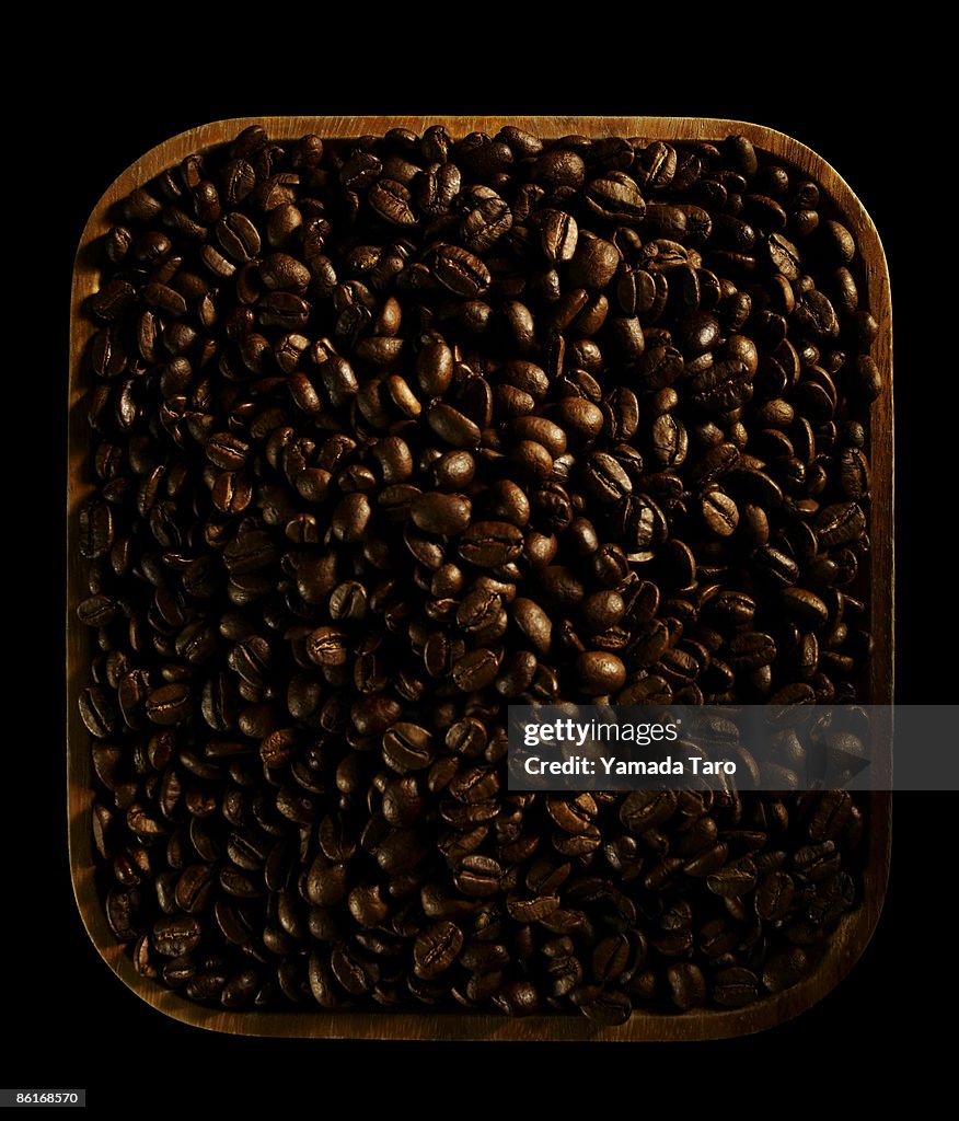Many coffee beans on the board