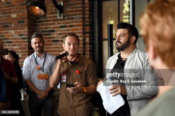 Scott Lennox, Barnegat Oyster Collective, and Host Adam Richman speak during Oyster Bash presented by Barnegat Oyster Collective sponsored by Modelo...