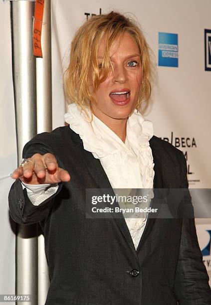 Actress Uma Thurman attends the premiere of "Whatever Works" during the 2009 Tribeca Film Festival at Ziegfeld on April 22, 2009 in New York City,...
