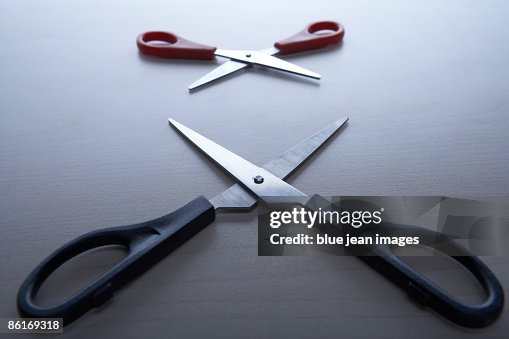 Scissors Apart Two Pairs Of Scissors Open And Facing Each Other High-Res Stock Photo ...