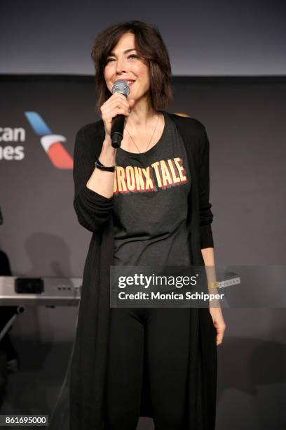 Bronx Tale" cast member speaks during Broadway Tastes presented by Variety at Metropolitan West on October 15, 2017 in New York City.