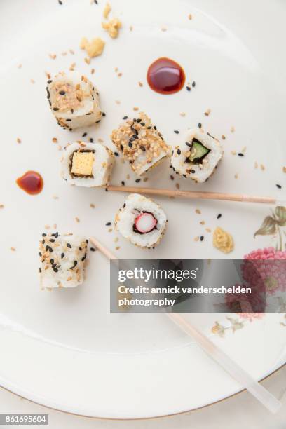 uramaki sushi. - horseradish stock pictures, royalty-free photos & images
