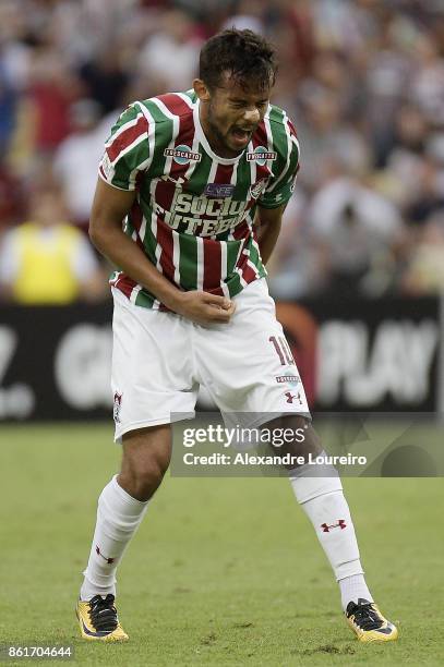 Gustavo Scarpa of Fluminense reacts during the match between Fluminense and Avai as part of Brasileirao Series A 2017 at Maracana Stadium on October...