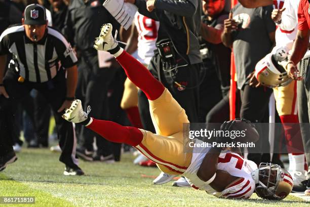 Wide receiver Pierre Garcon of the San Francisco 49ers makes a catch against the Washington Redskins during the fourth quarter at FedExField on...