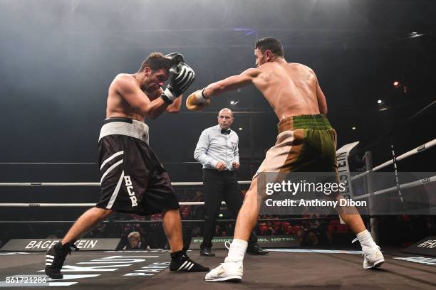 Fahrrad Saad and Guillaume Radics during the boxing event La Conquete at Zenith de Paris on October 14, 2017 in Paris, France.