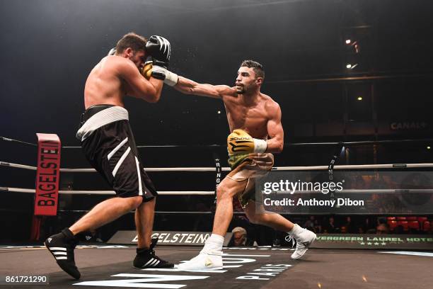 Fahrrad Saad and Guillaume Radics during the boxing event La Conquete at Zenith de Paris on October 14, 2017 in Paris, France.