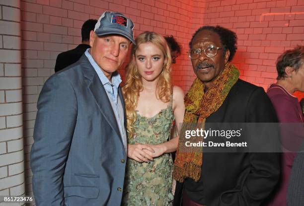 Woody Harrelson, Kathryn Newton and Clarke Peters attend the after party for "Three Billboards Outside Ebbing, Missouri" at the closing night gala of...