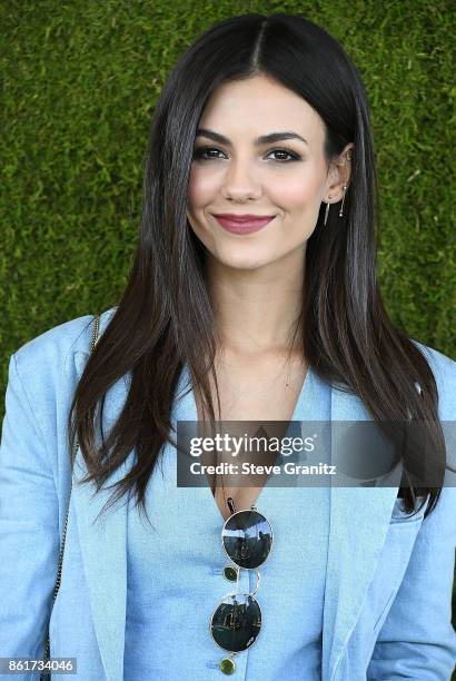 Victoria Justice arrives at the 8th Annual Veuve Clicquot Polo Classic at Will Rogers State Historic Park on October 14, 2017 in Pacific Palisades,...