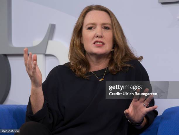 Frankfurt Book Fair 2017. Paula Hawkins, British writer , during an interview.