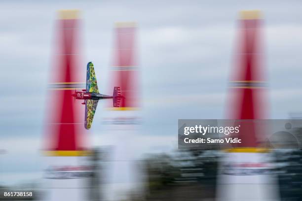 Petr Kopfstein of Czech Republic competes during the final stage at Red Bull Air Race World Championship at Indianapolis Motor Speedway on October...