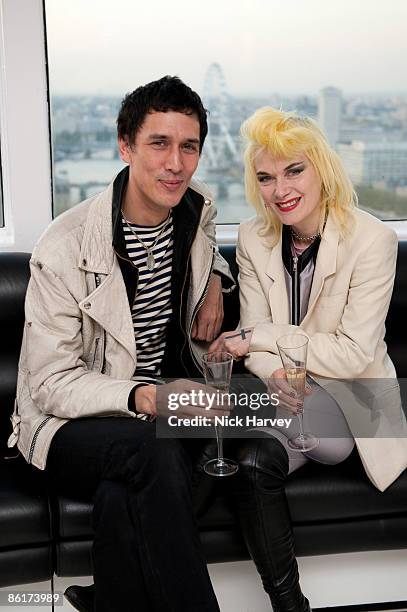 Paul Hogg and fashion designer Pam Hogg attend the unveiling of the 'White Light' diamond brooch designed by Shaun Leane at Millbank Tower on April...