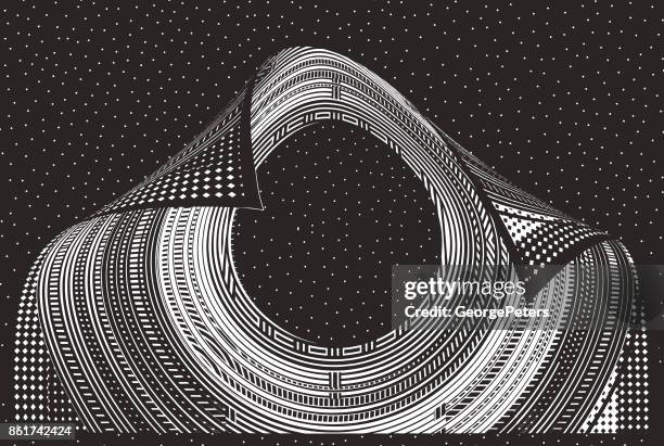 futuristic concentric circles half tone pattern background - round window stock illustrations