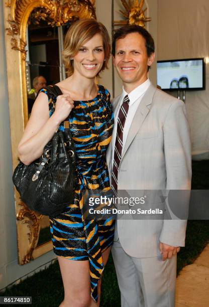 Actress Hilary Swank and John Campisi attend the Los Angeles Antiques Show Opening Night Preview Party For P.S. Arts on April 22, 2009 in Santa...