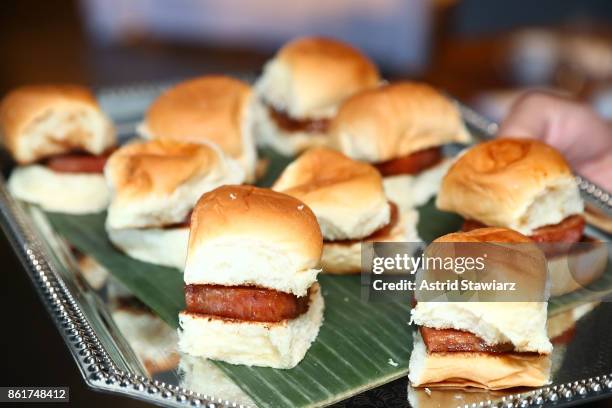 Spam sliders are served during the Dale Talde brunch with Alvin Cailan of Eggslut at Rice & Gold on October 15, 2017 in New York City.