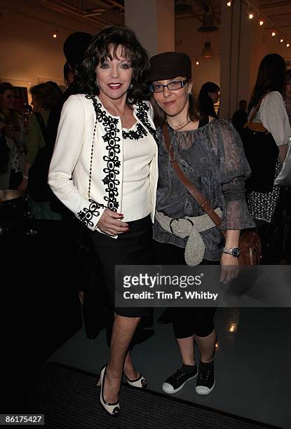 Actress, Joan Collins and her daughter, Katyana Kass at the 'Slim, Rich & Famous' Private View hosted by Getty Image Gallery on Eastcastle Street on...