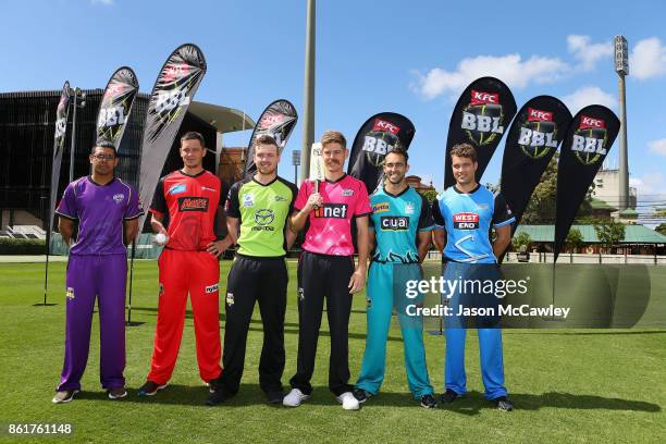 Clive Rose of the Hobart Hurricanes, Chris Tremain of the Melbourne Renegades, Ryan Gibson of the Sydney Thunder, Daniel Hughes of the Sydney Sixers,...