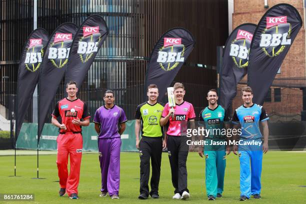 Chris Tremain of the Melbourne Renegades, Clive Rose of the Hobart Hurricanes, Ryan Gibson of the Sydney Thunder, Daniel Hughes of the Sydney Sixers,...