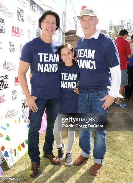 Bryan Lourd, Bruce Bozzi and daughter Ava attend Nanci Ryder's "Team Nanci" 15th Annual LA County Walk To Defeat ALS at Exposition Park on October...
