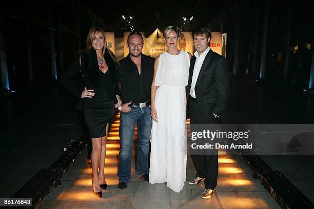 Charlotte Dawson, Alex Perry, Sarah Murdoch and Jonathon Pease arrive for the official launch party for 'Australia's Next Top Model' at Australian...